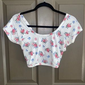Forever 21 White Floral Crop top